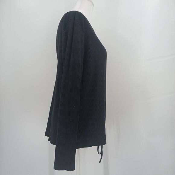 womens black long sleeve top a new day size XXL rouching blouse basic - Picture 2 of 6
